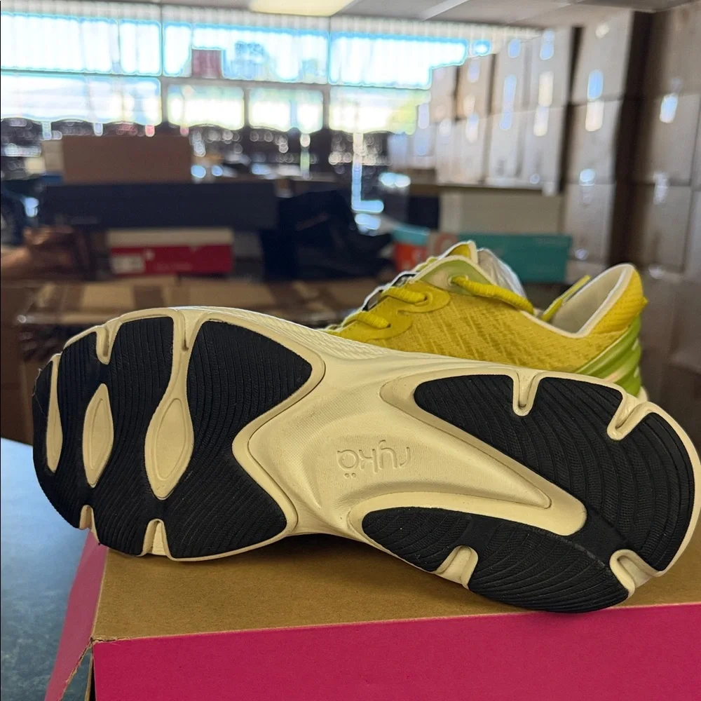 Ryka Yellow and Green Knit Walking Sneakers